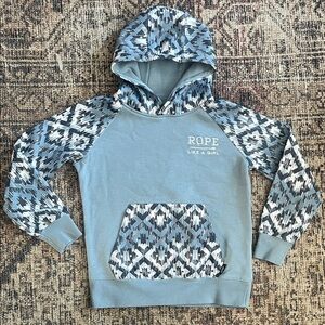 Hooey Light Blue Pullover Hoodie with Patterned Trim